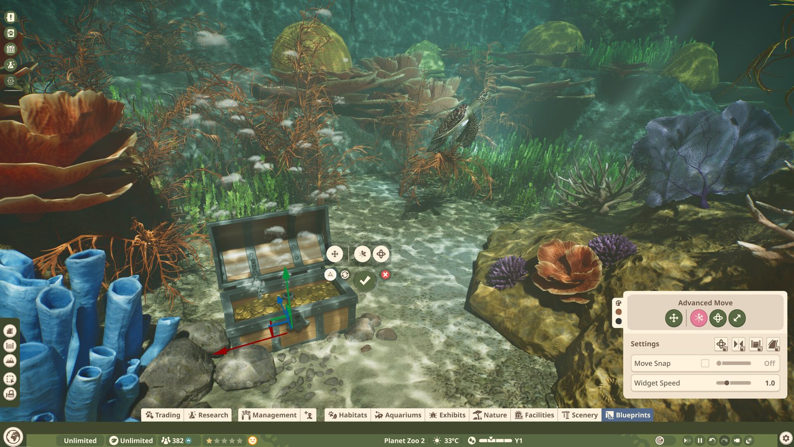 Treasure chest decoration on an aquarium floor